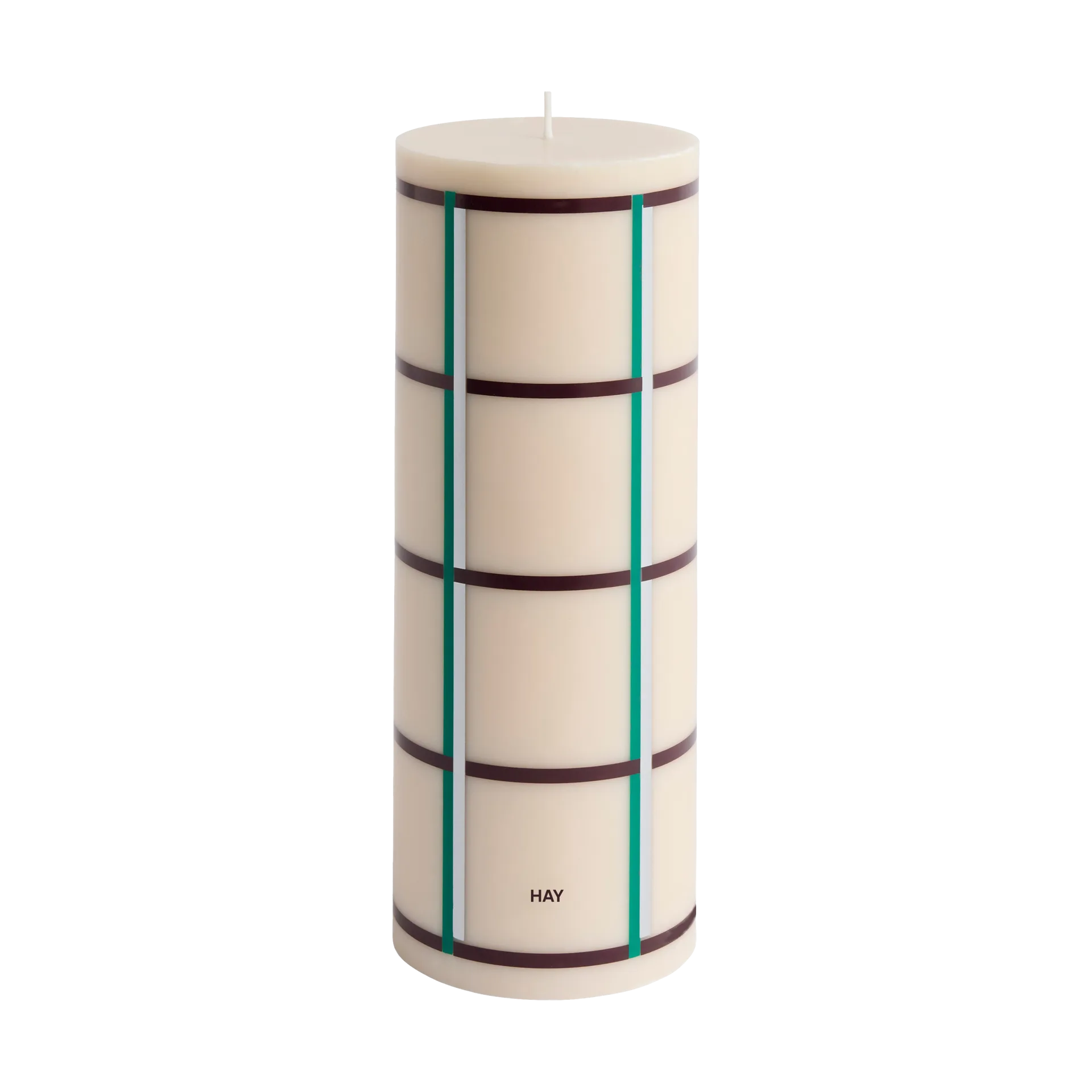 Column Candle block candle large 25 cm, Off white-green bordeaux-silver HAY