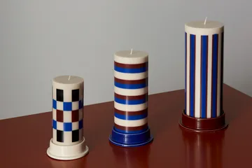 Column Candle pillar candle large 25 cm - Off white-brown-blue - HAY