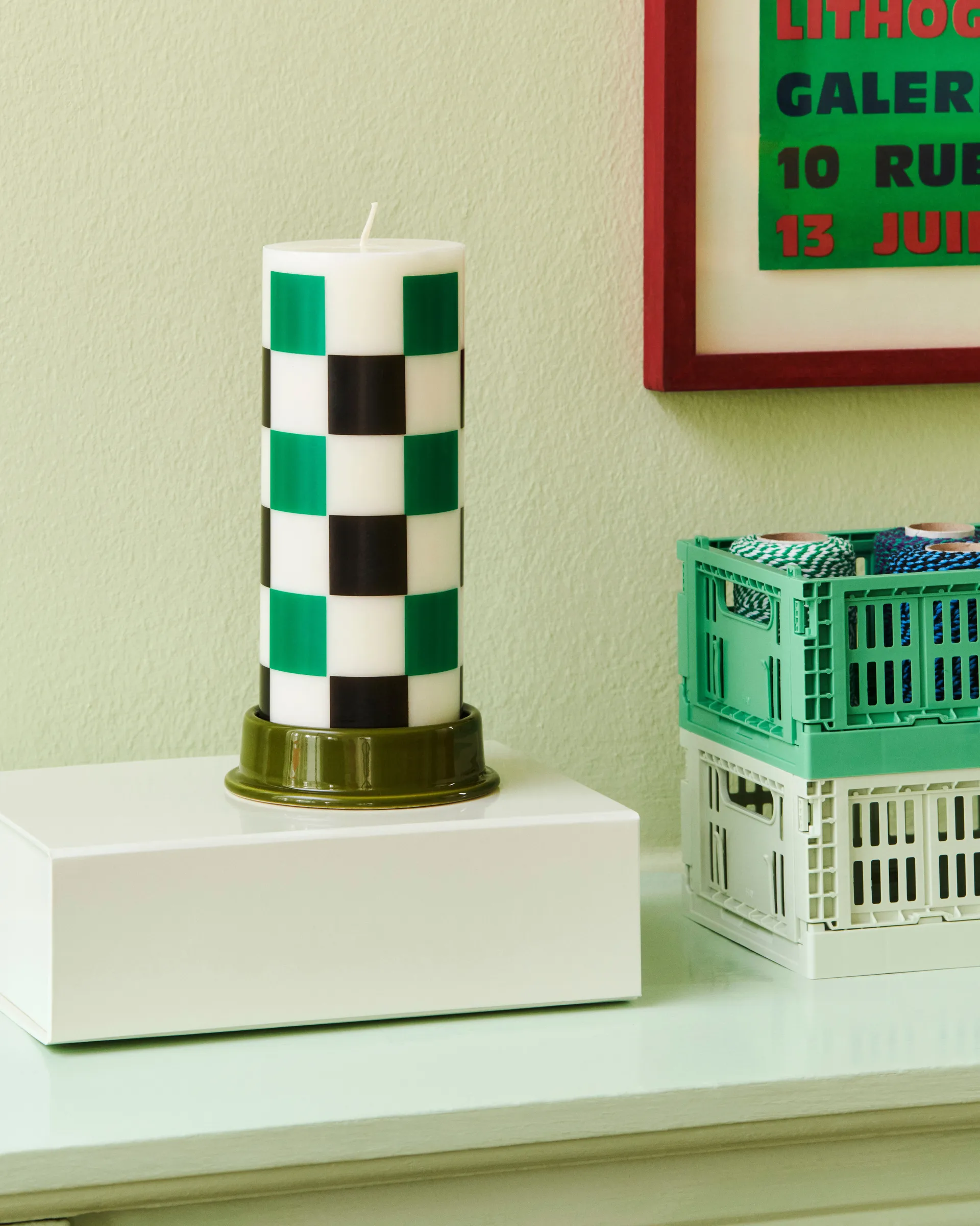 Column Candleholder lantern M 11 cm, Army green HAY