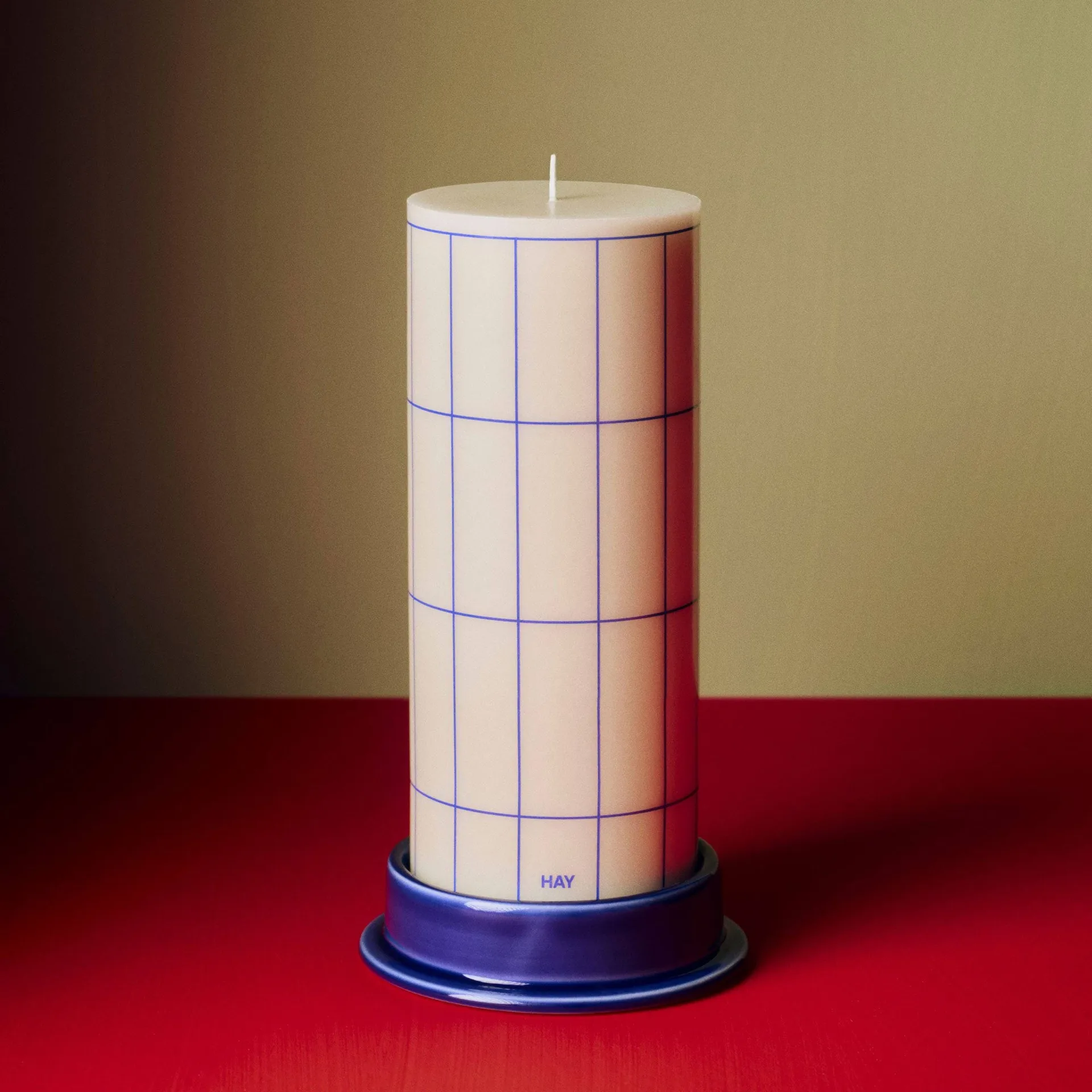 Column pillar candle holder medium Ø11 cm, Royal blue HAY