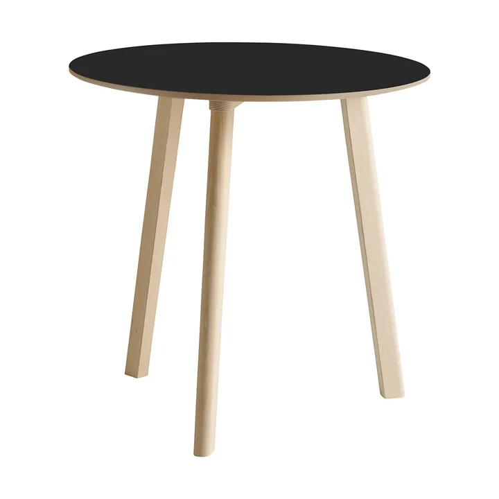 CPH220 Deux 2.0 table Ø75 cm - Black laminate-untreated beech - HAY