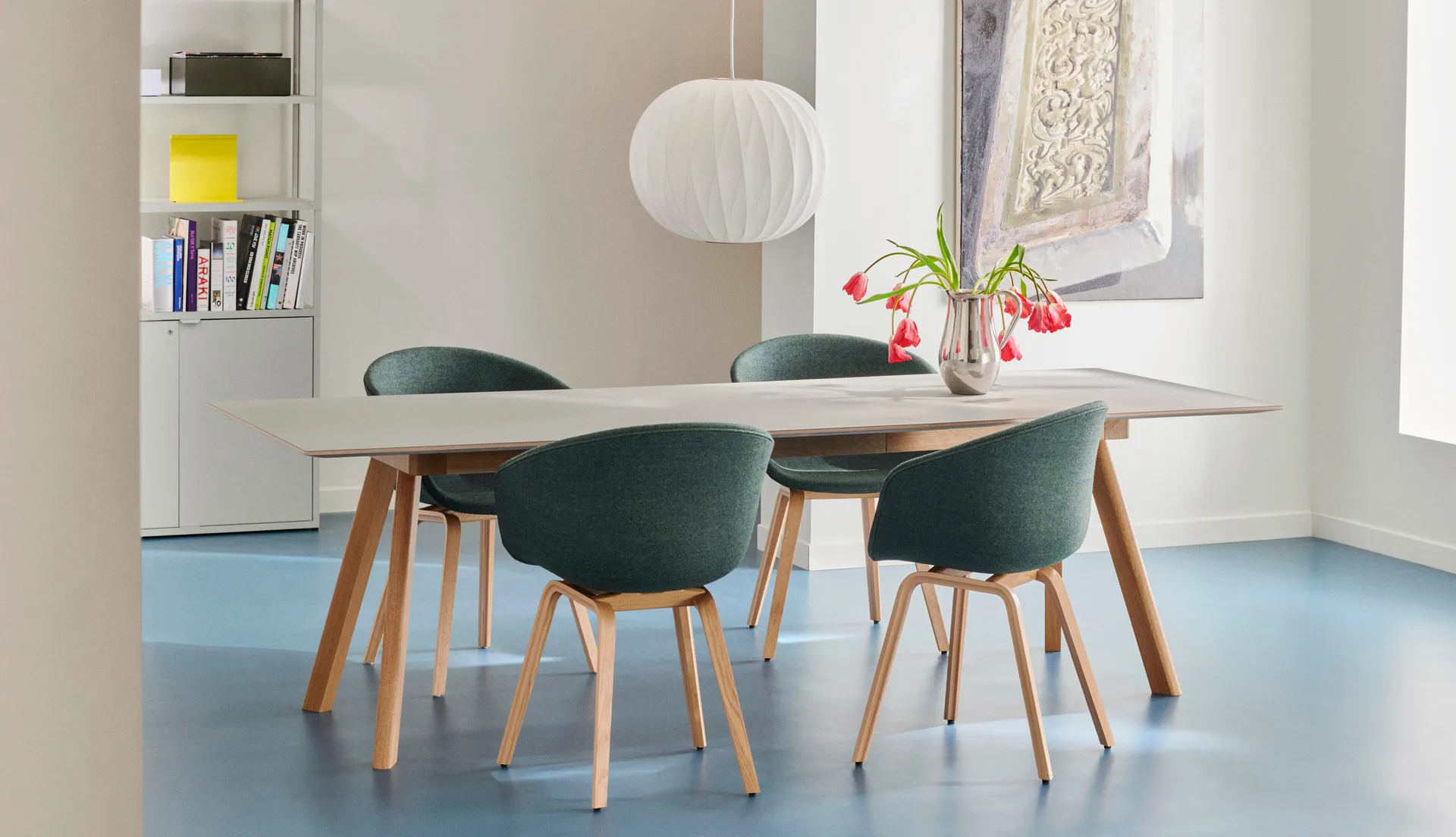 CPH30 2.0 dining table 90x250 cm, Grey linoleum-lacquered oak HAY