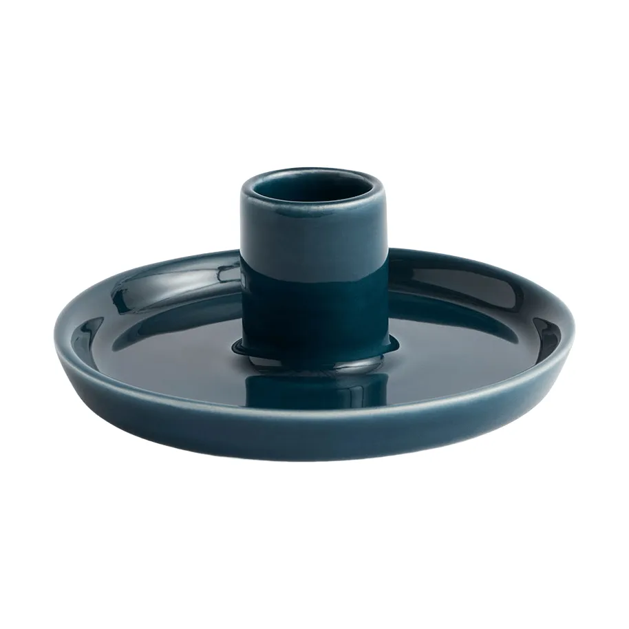 Disc candleholder, Dark teal, small, Ø10x4.8 cm HAY