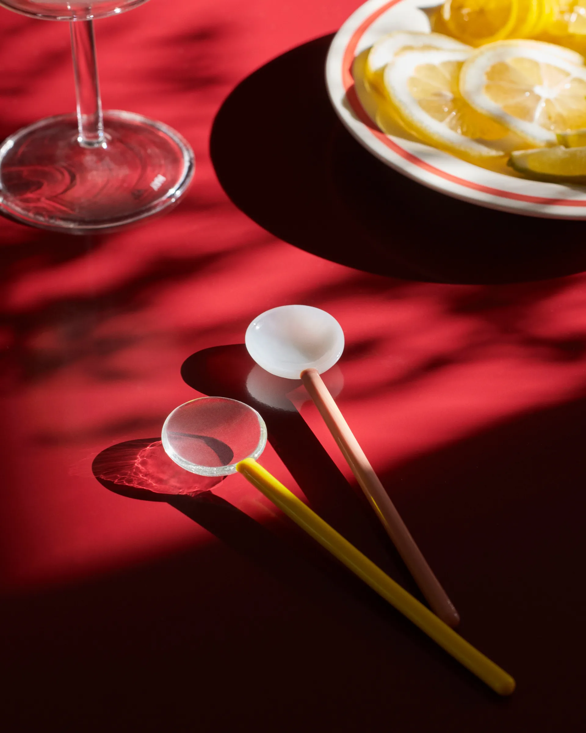 Duo glass spoons 2-pack, Light pink-bright orange HAY
