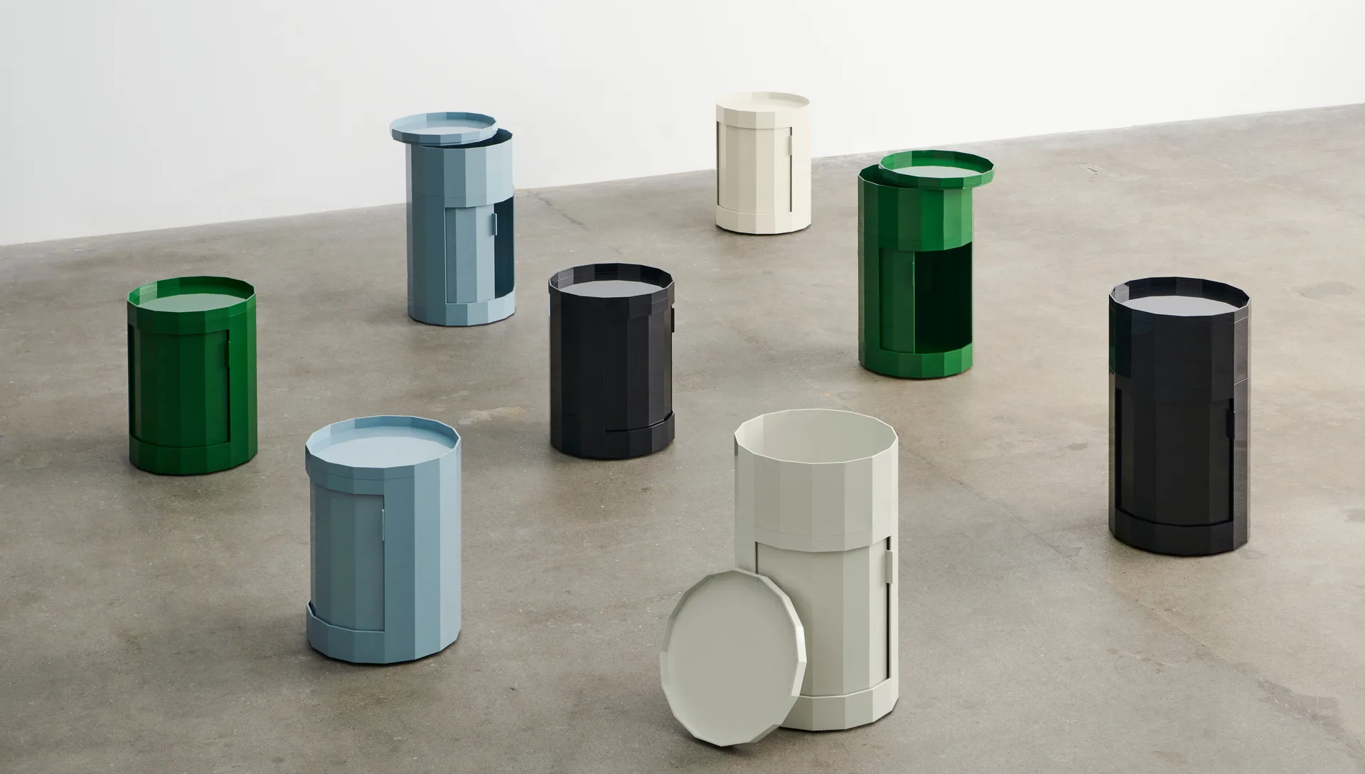 Facet Cabinet 100 side table, Misty grey HAY