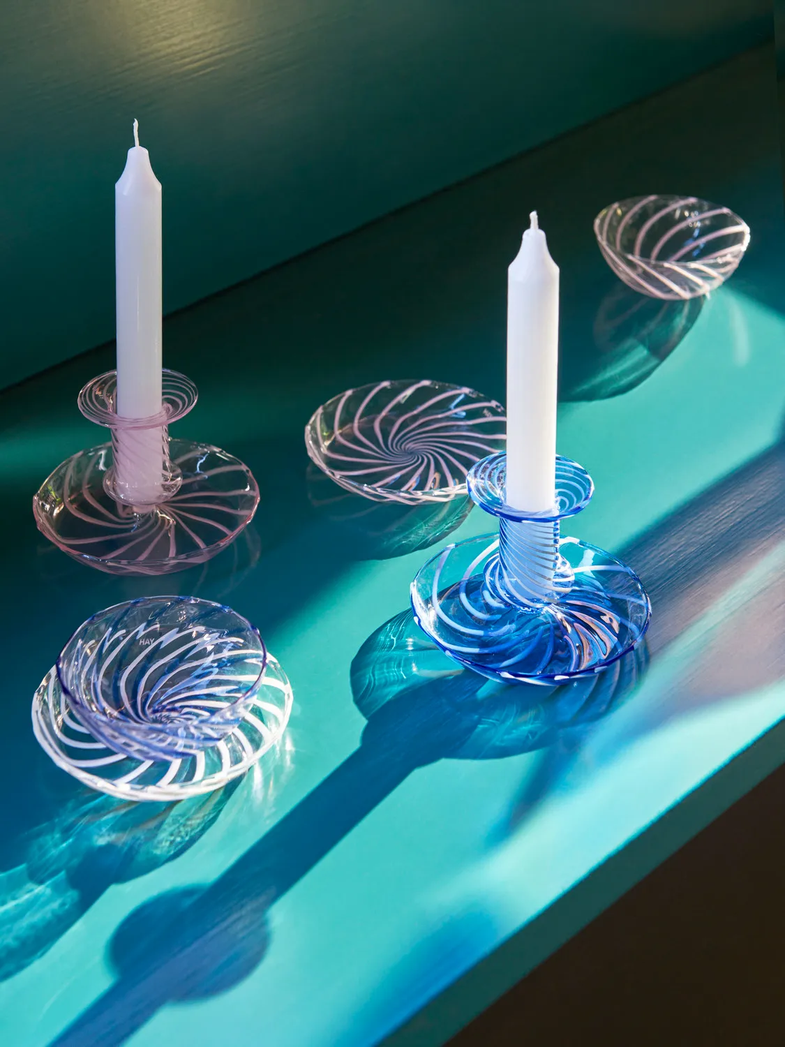 Flare Stripe candle stick, light blue HAY