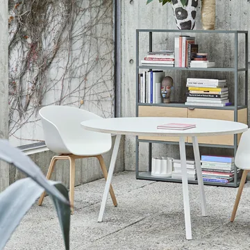 Loop Stand dining table round - Black linoleum-black, Ø120 cm - HAY