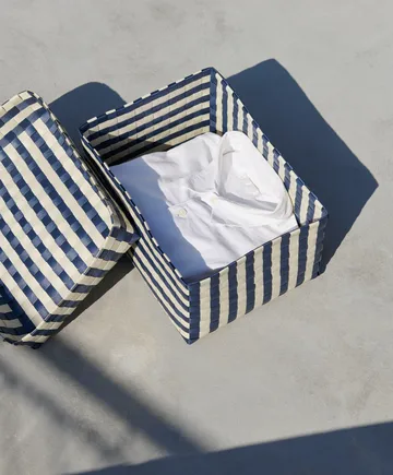 Maxim Stripe Box storage box M 24x33.5 cm - Blue-sand - HAY