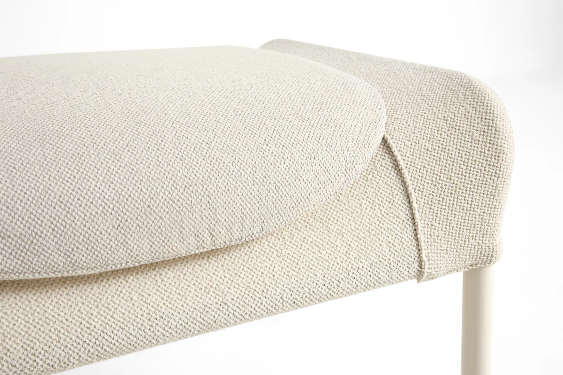 O2 Ottoman footstool, Soft cream-lacquered steel eggshell HAY