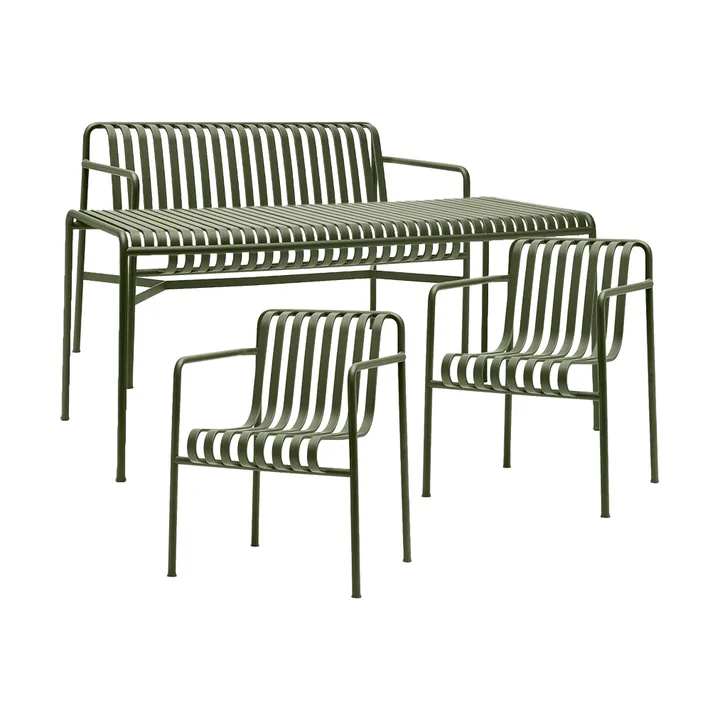 Palissade dining set 2 Dining armchair + bench 170x90 cm olive - HAY