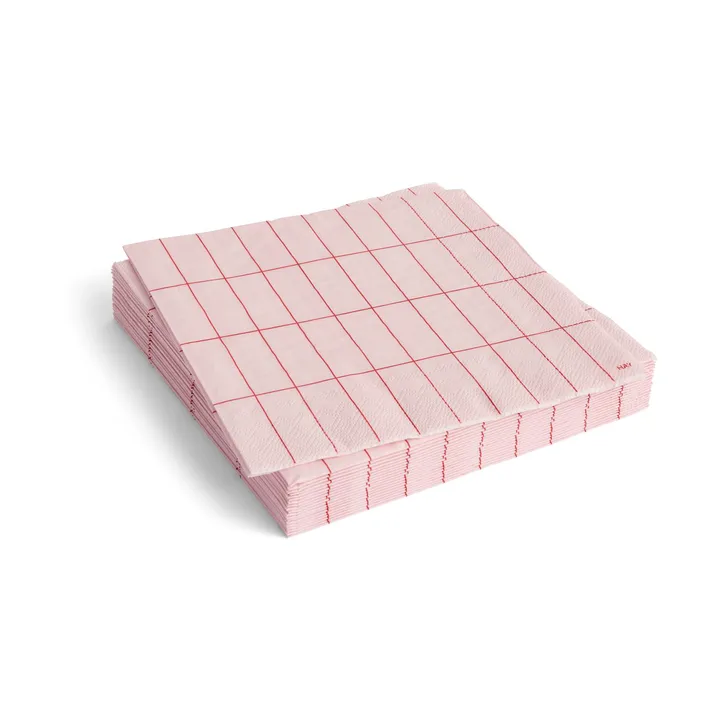 Pattern Dinner napkin 40x40 cm 20-pack - Light pink-red grid - HAY
