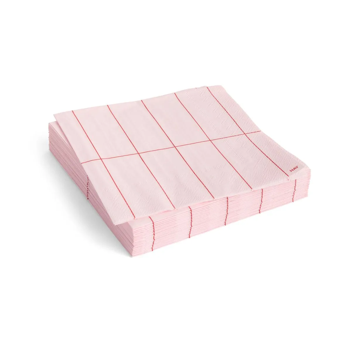 Pattern Lunch napkin 33x33 cm 20-pack, Light pink-red grid HAY