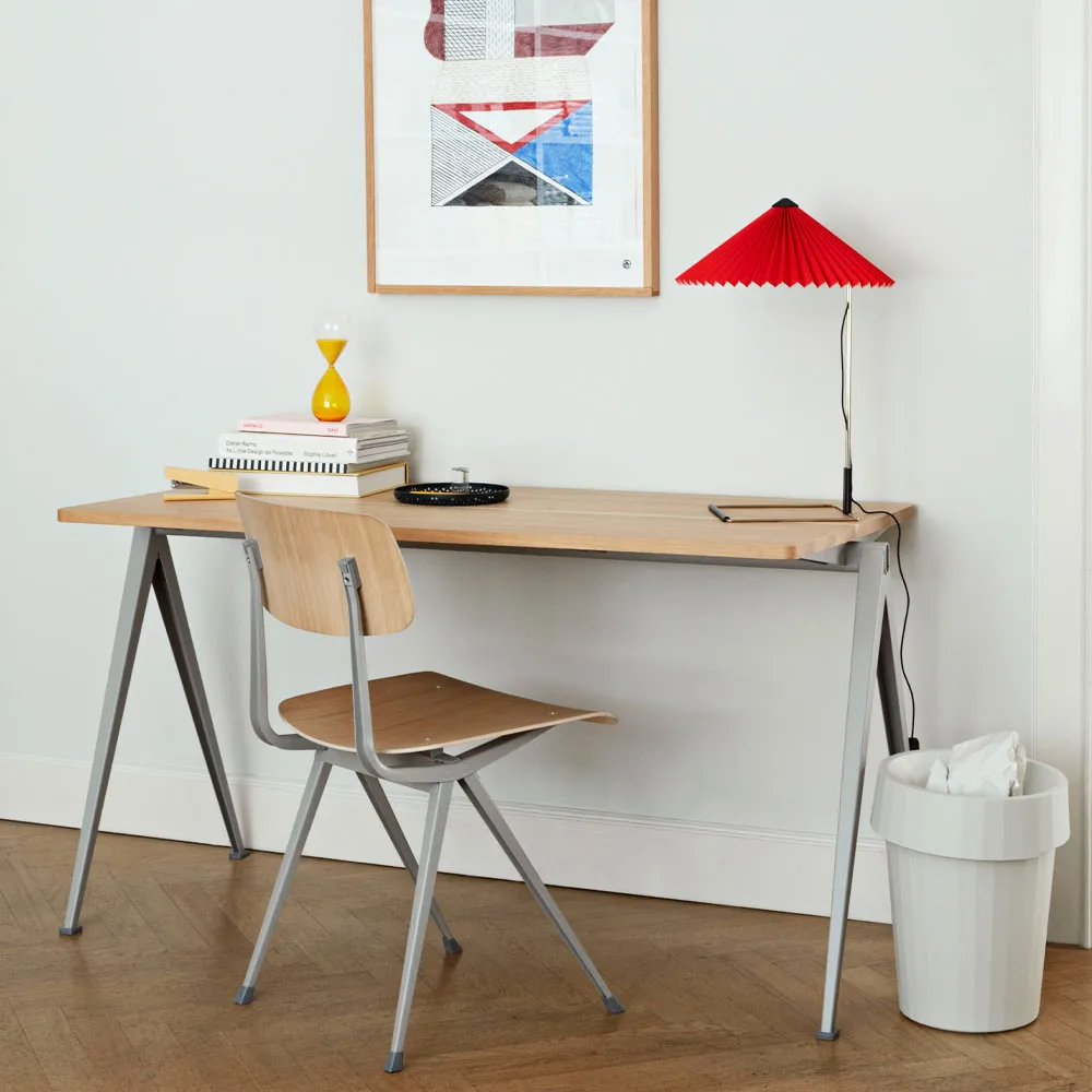 Pyramid 01 desk, Smoked oak-140x65 cm-beige steel frame HAY