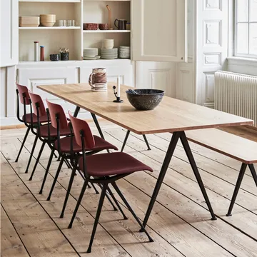 Pyramid 02 dining table - Oak matte lacquered-190x85 cm-black steel frame - HAY