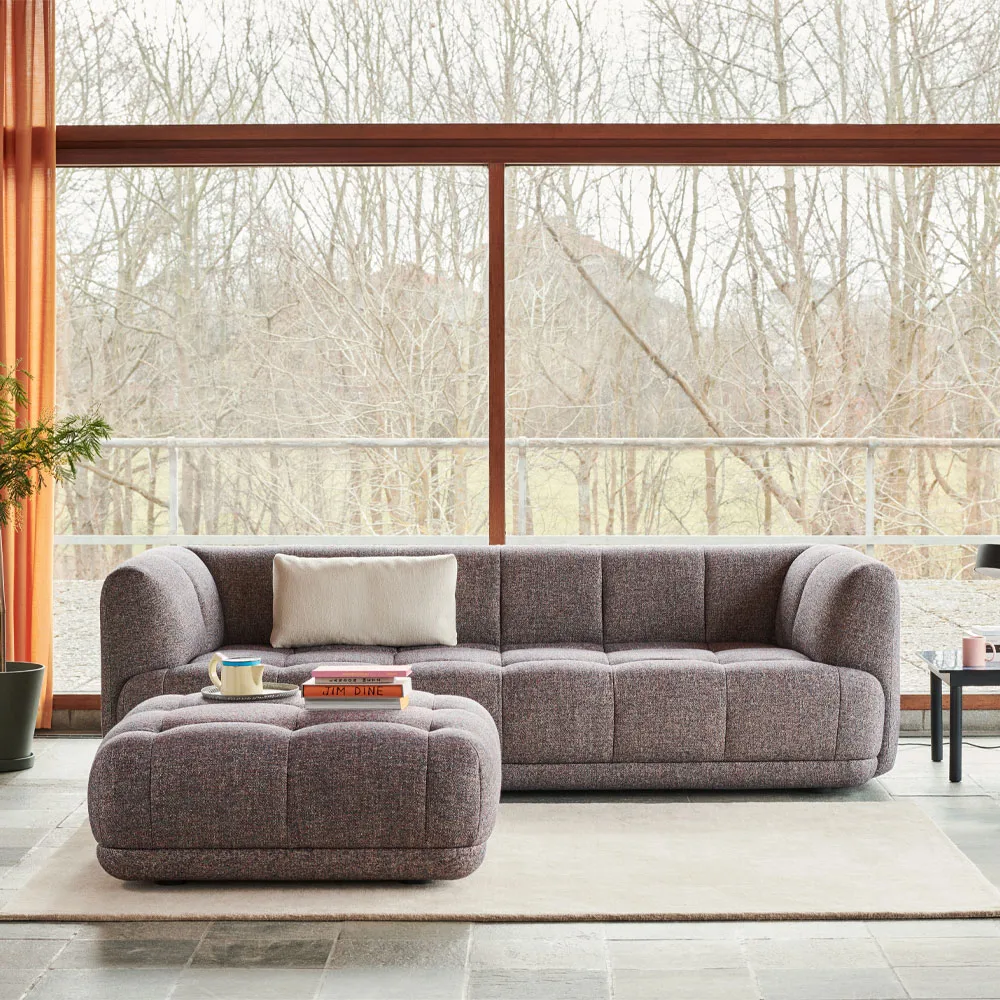 Quilton ottoman, Leather Sense black HAY