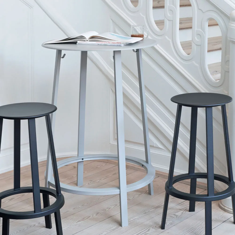 Revolver bar stool, Sky grey, low HAY