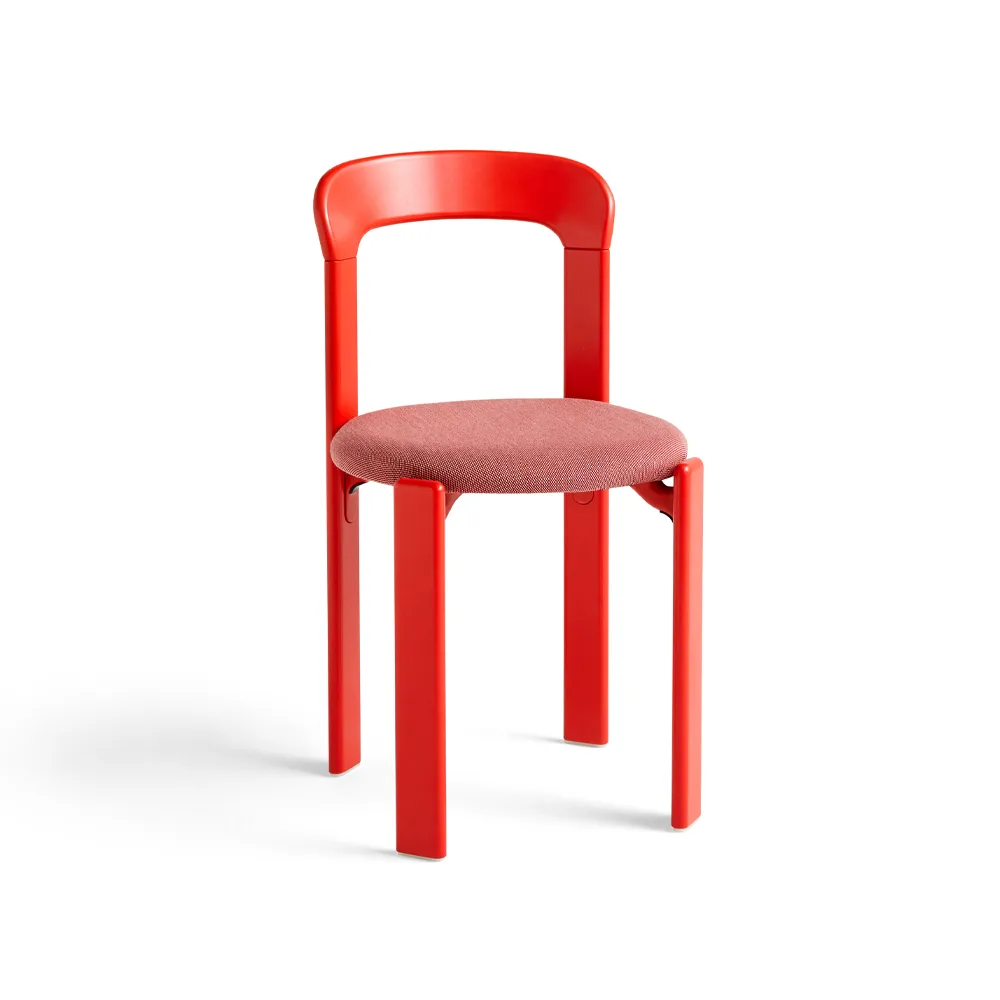 Rey chair upholstered seat, Steelcut trio 636 scarlet red HAY