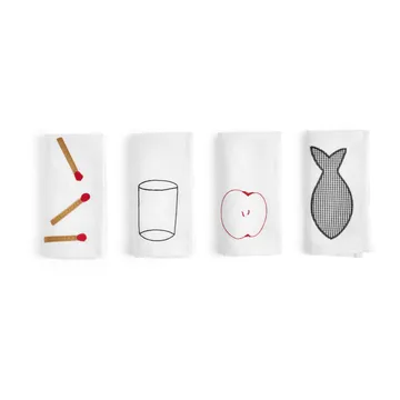 Sobremesa linnen napkin 45x45 cm 4-pack - White - HAY