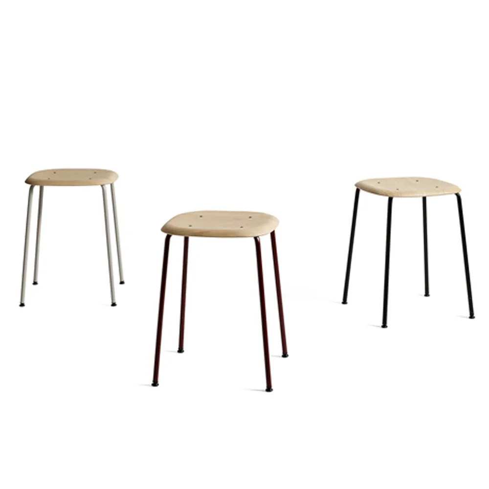 Soft Edge 70 stool, Dusty green-black steel frame HAY