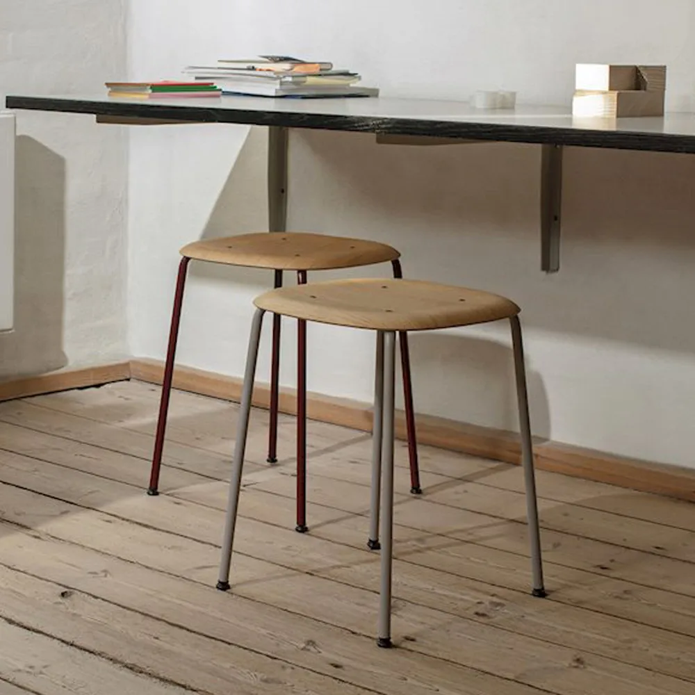Soft Edge 70 stool, Fall red, fall red steel frame HAY