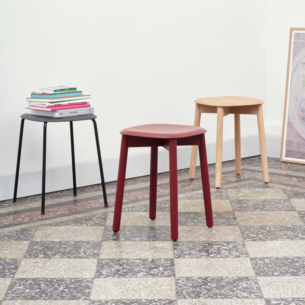 Soft Edge 72 stool, Soft grey-soft grey oak frame HAY