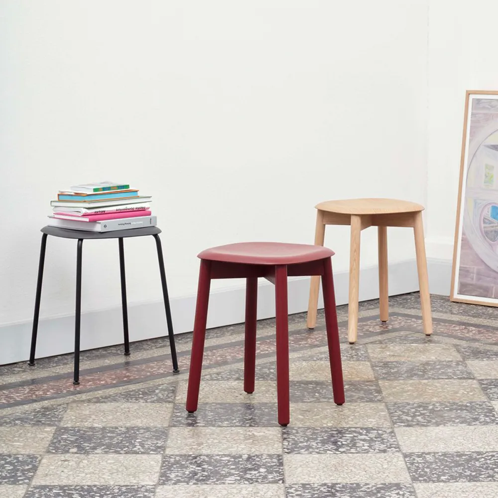 Soft Edge 72 stool, Soft grey-soft grey oak frame HAY