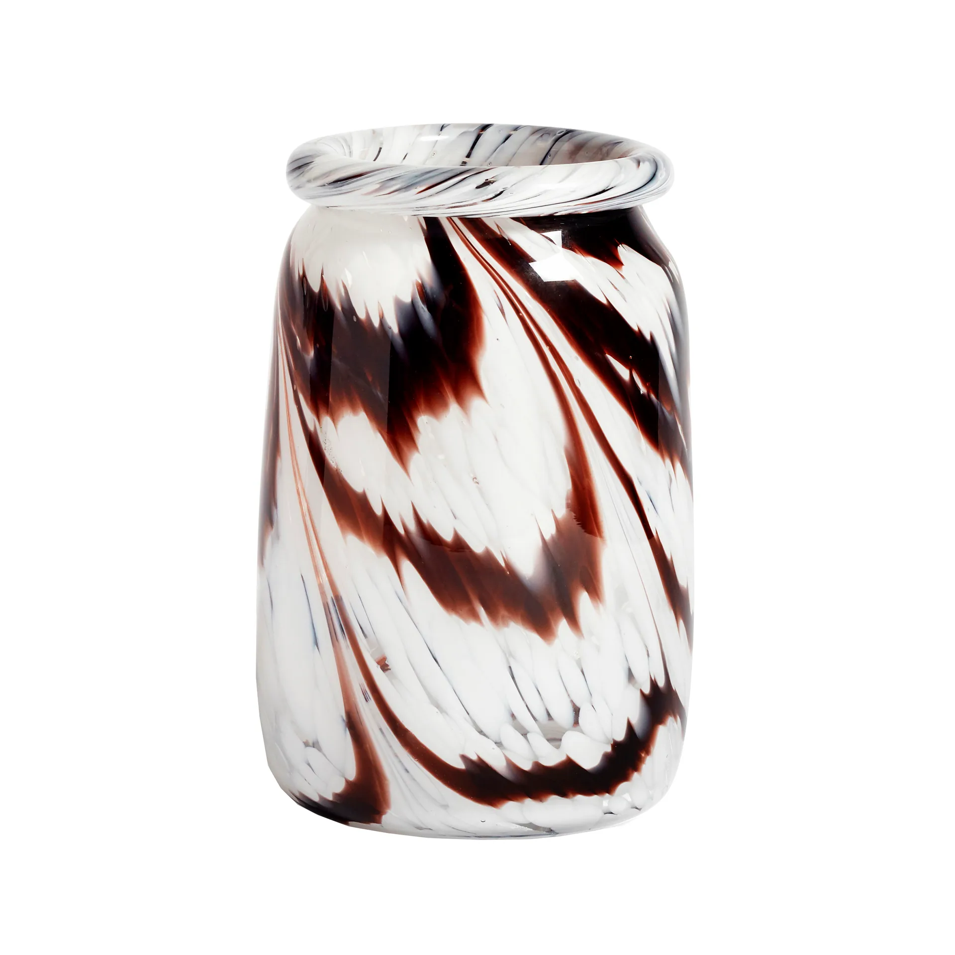 Splash Roll Neck vase L 27 cm, coffee-white HAY