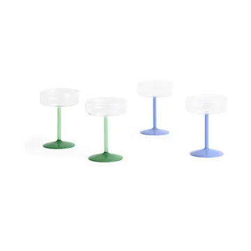 Tint coupe glasses 20 cl 2-pack - Clear-jade light green-jade dark green - HAY