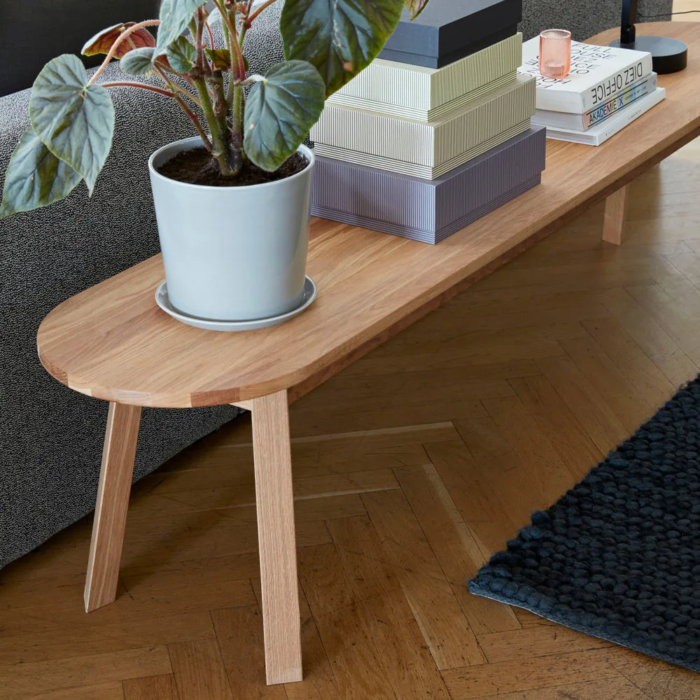 Triangle Leg bench, Oiled oak 200 cm HAY