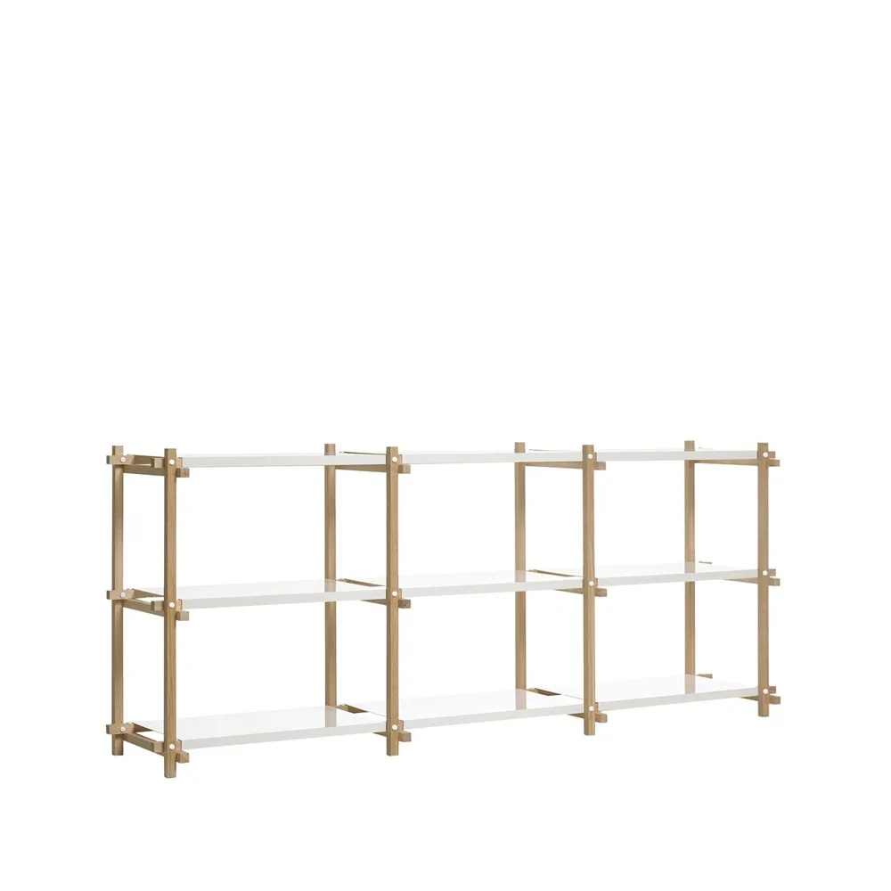 Woody shelf, Oak-white lacquered shelf, low HAY