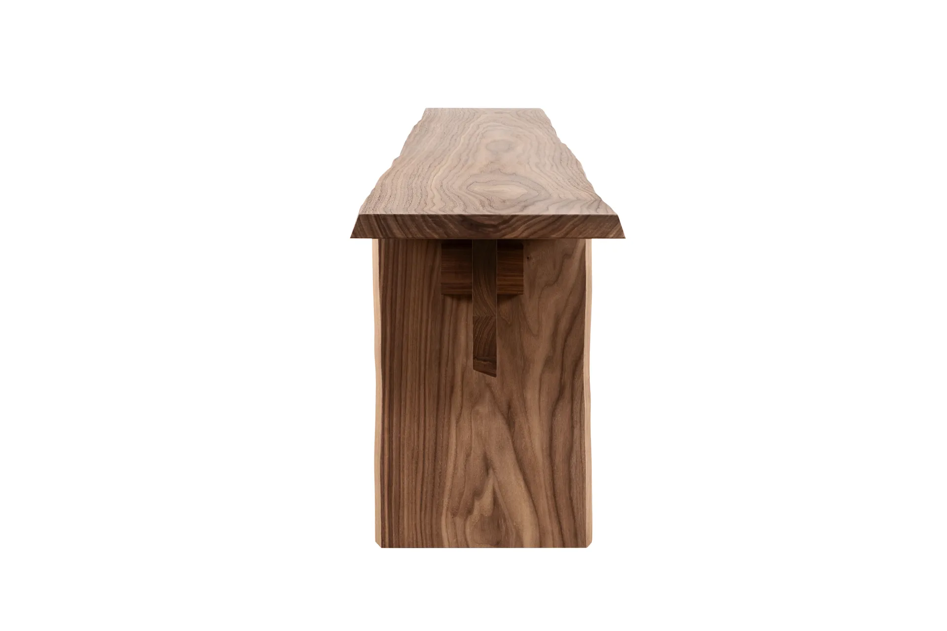 Bookmatch bench 210 cm, Walnut Hem