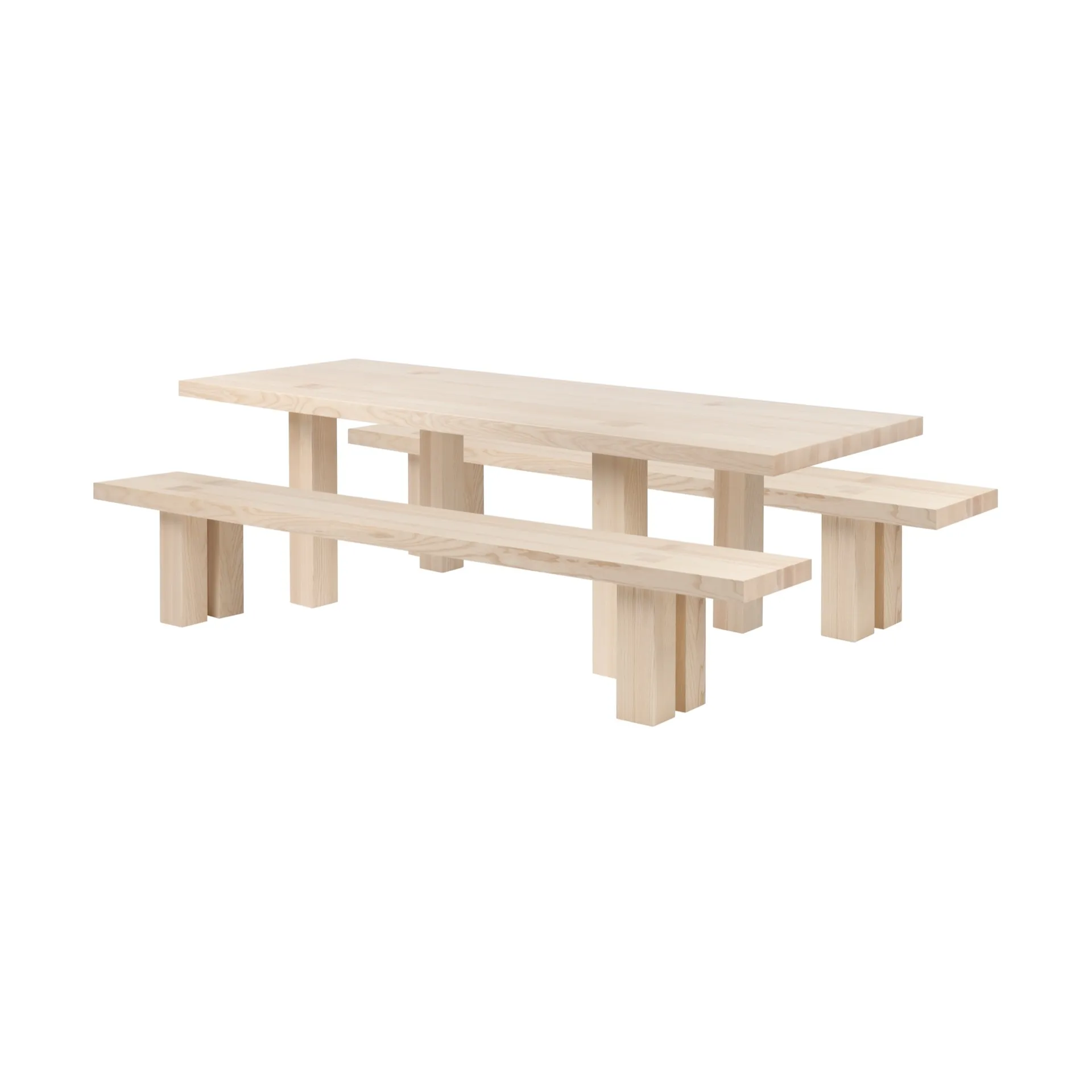 Max dining table with benches 250 cm, Ash Hem