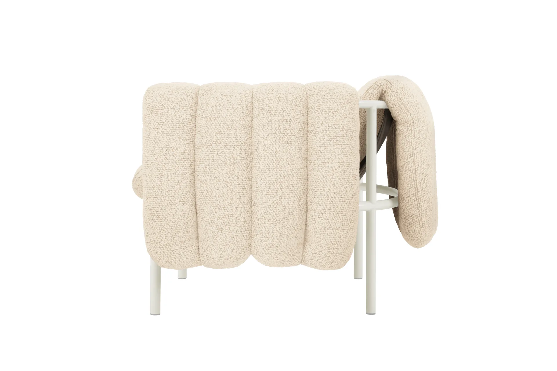 Puffy lounge chair, Eggshell-cream Hem
