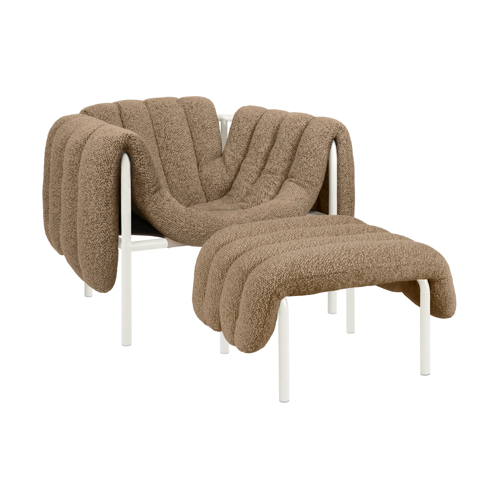 Puffy lounge chair + ottoman, Sawdust-cream Hem