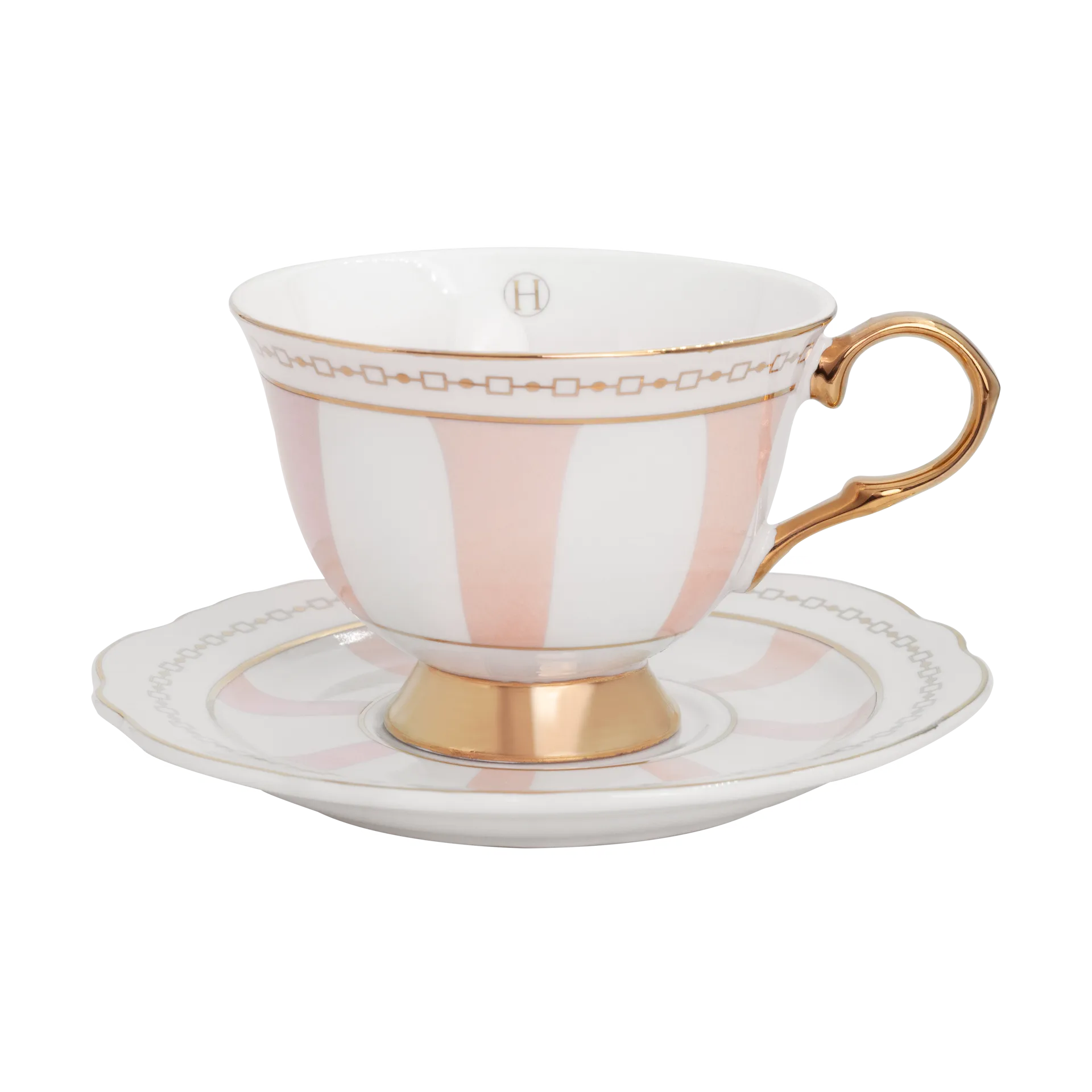 Strisce Rosa cup with saucer, 22 cl Hilke Collection