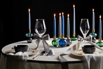 Bubble 4-arm candlestick Ø17.5x12 cm - Blue-green-smoke - Holmegaard