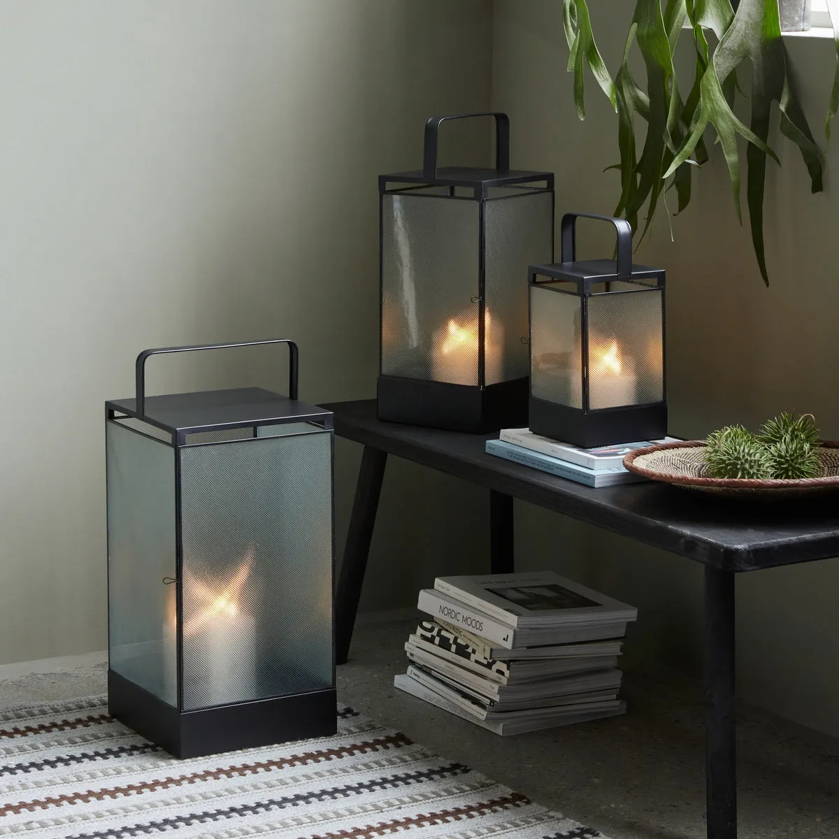 Blaze lantern 40 cm, Black antique House Doctor