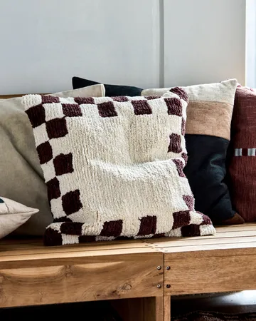 Chess cushion cover - Brown-off-White, 50x50 cm - House Doctor