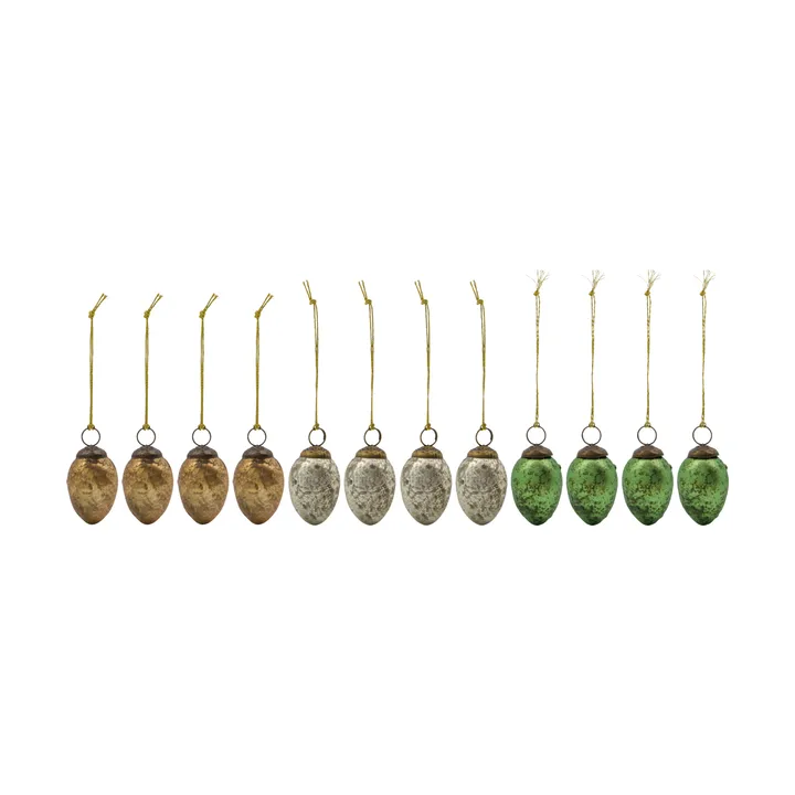 House Doctor egg Easter hanging 12 pieces - Green, Pink, Off-white - House Doctor
