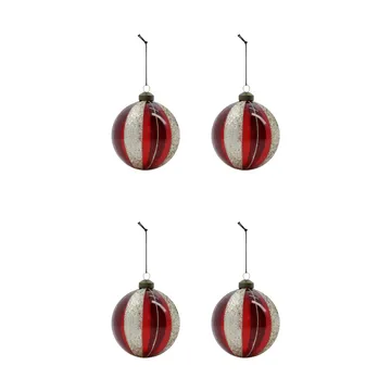 Multicolored Christmas Bauble Ø10 cm 4-pack - Wine Red - House Doctor
