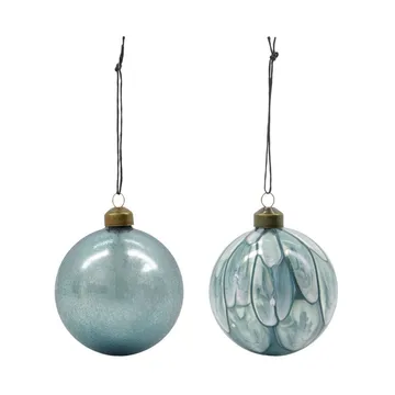 Runy Christmas bauble Ø8 cm 2 pieces - Light blue - House Doctor