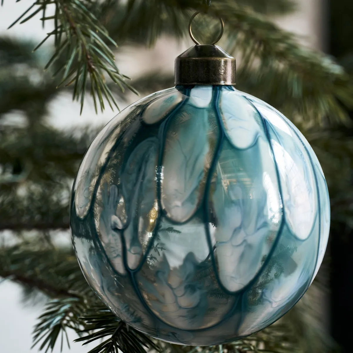 Runy Christmas bauble Ø8 cm 2 pieces, Light blue House Doctor