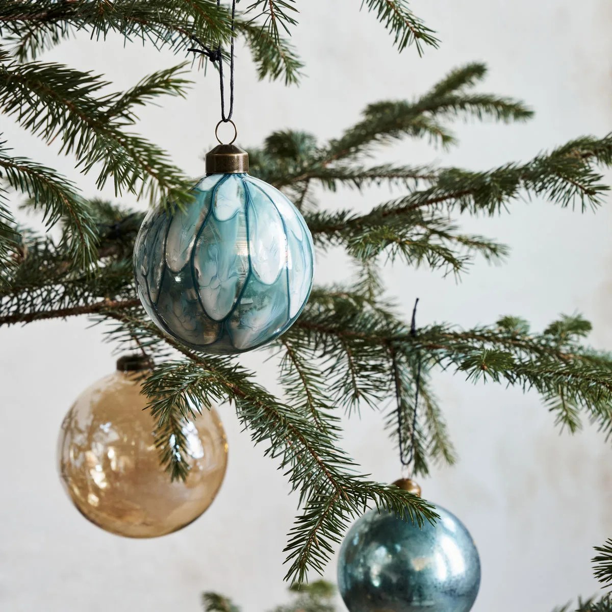 Runy Christmas bauble Ø8 cm 2 pieces, Light blue House Doctor