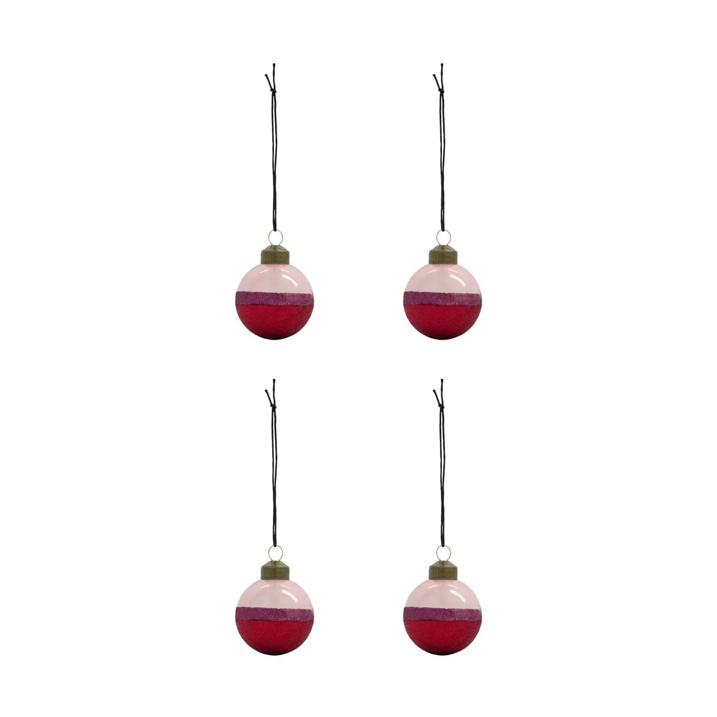Stripe Christmas bauble Ø5 cm 4-pack, Pink-red House Doctor