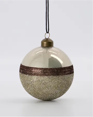 Stripe Christmas Bauble Ø8 cm - Sand - House Doctor