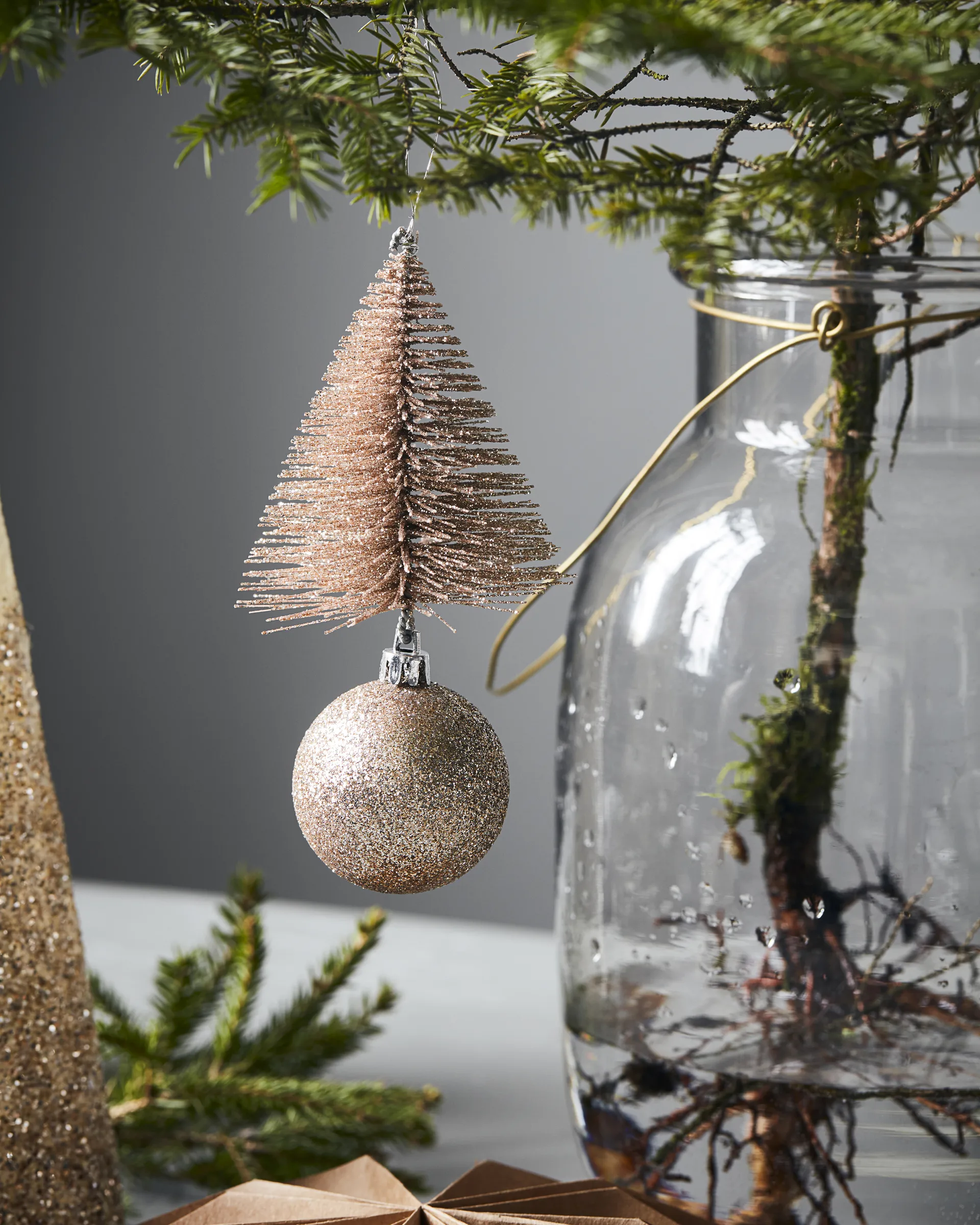 Tree & bell Christmas decoration 15 cm, Sand  House Doctor
