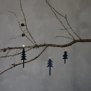 Tree with Star hanging decoration 3-pack - Black - House Doctor