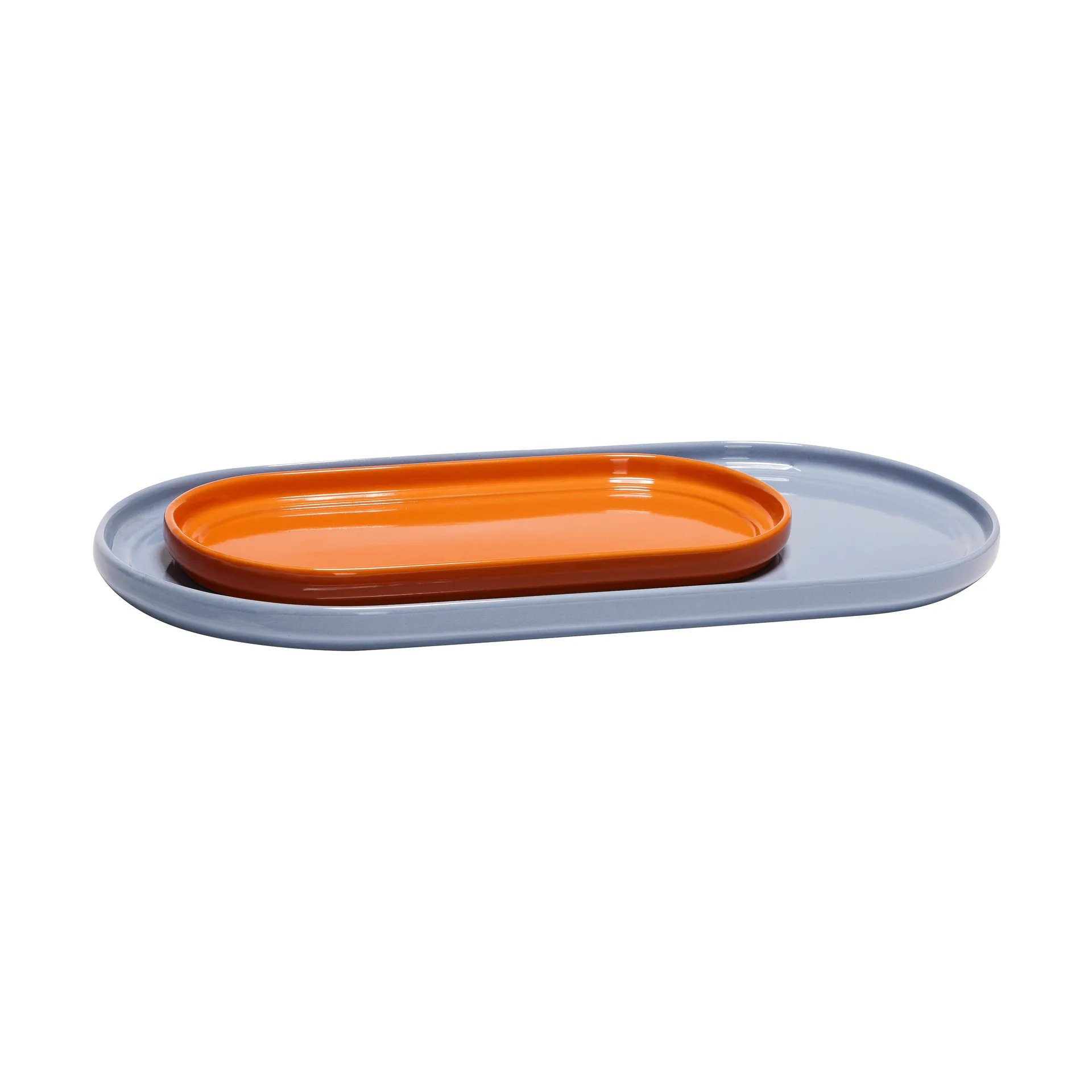 Amare serving tray set 2 pieces, Light blue-orange Hübsch