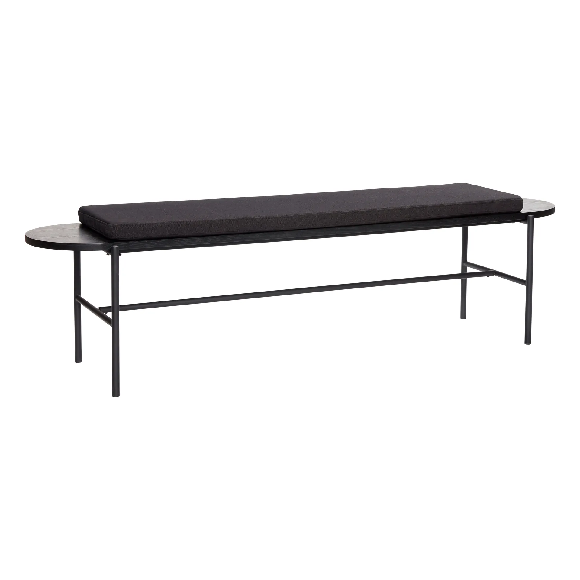 Bench with cushion 45x180 cm, Metal-black Hübsch
