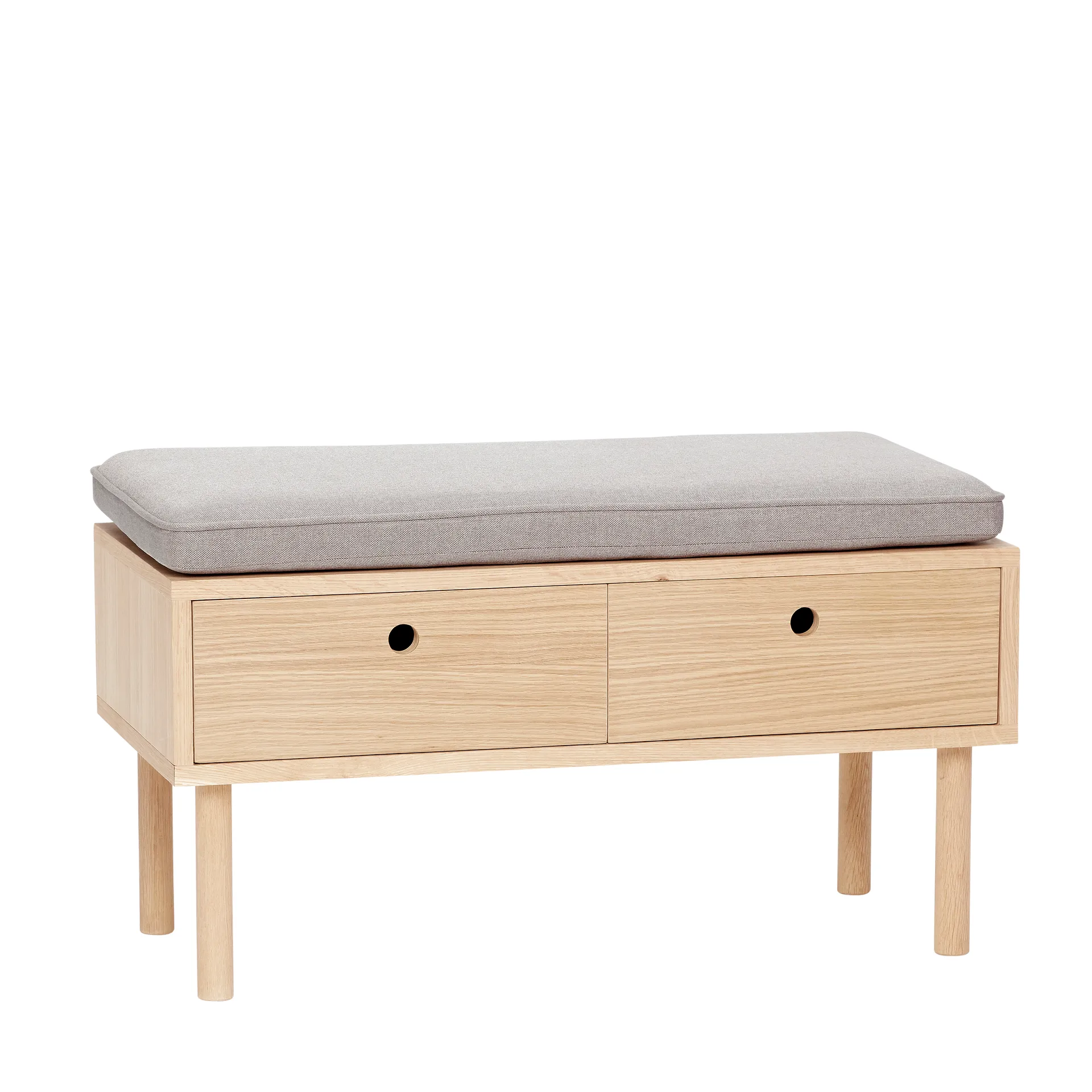 Bench with cushion and drawers 40x85 cm, Nature-grey Hübsch